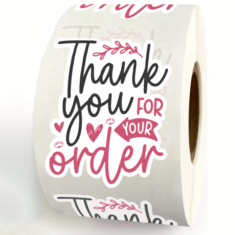 Sticker Label Roll - 200 unidades/rolo, autocolantes de agradecimento pela