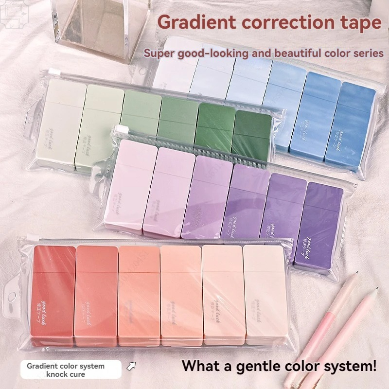 Correction Tape Roller - Fita corretiva macaron fofa, 6 peças,
