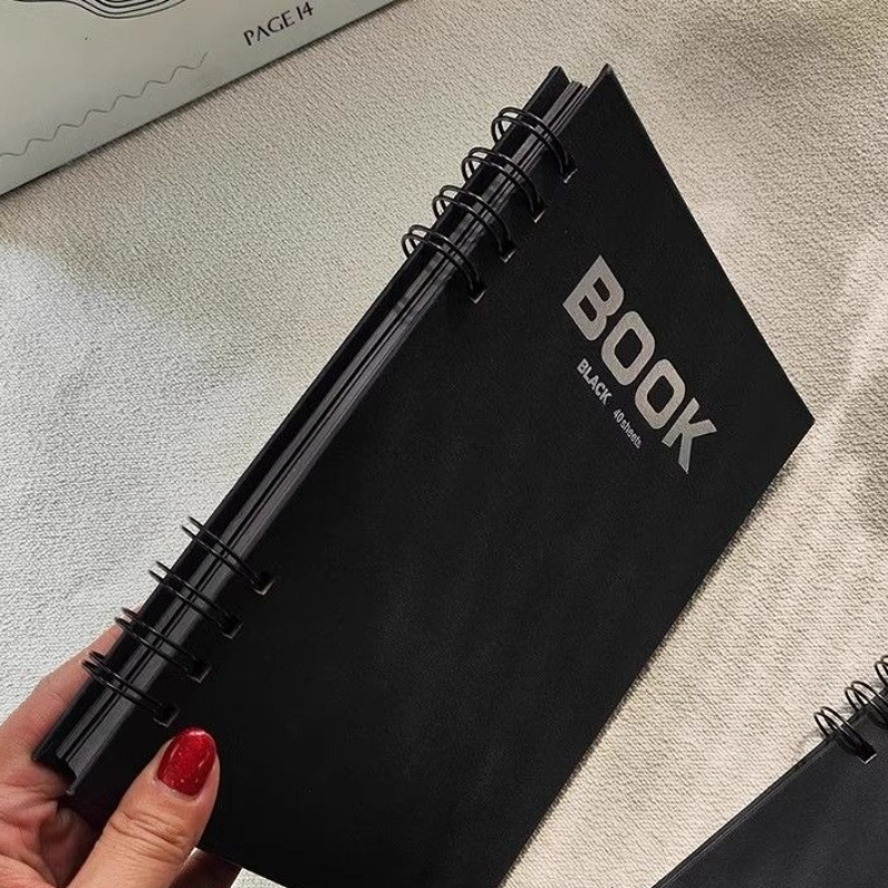 Art Sketchbook Ring - Caderno de desenho A4, capa preta,